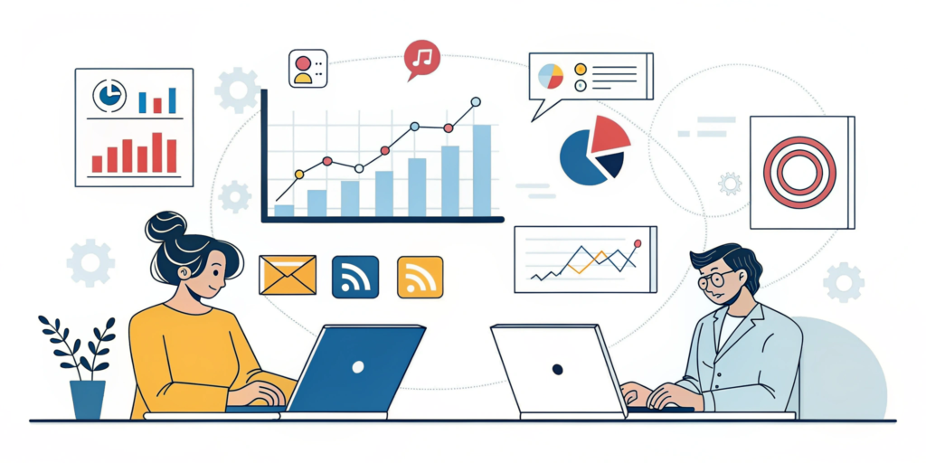 Small business owners using AI tools for marketing in 2026