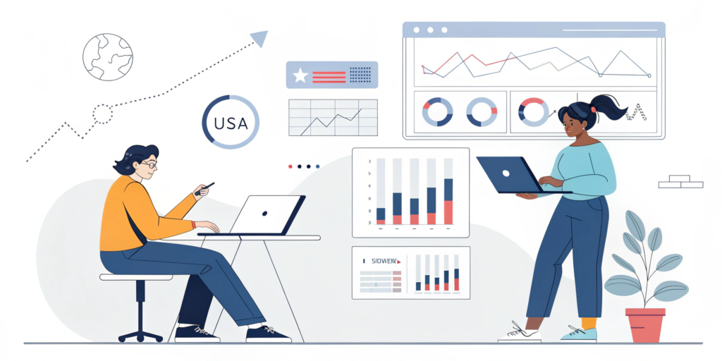 a modern clean illustration showing small busines