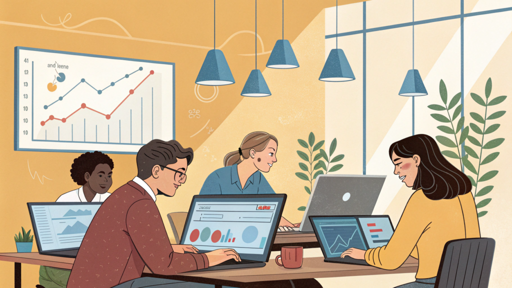 Small business team using AI to grow and manage business development