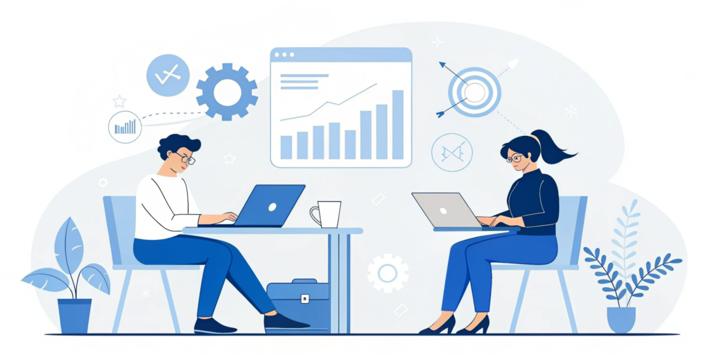 modern flat illustration of small business owners