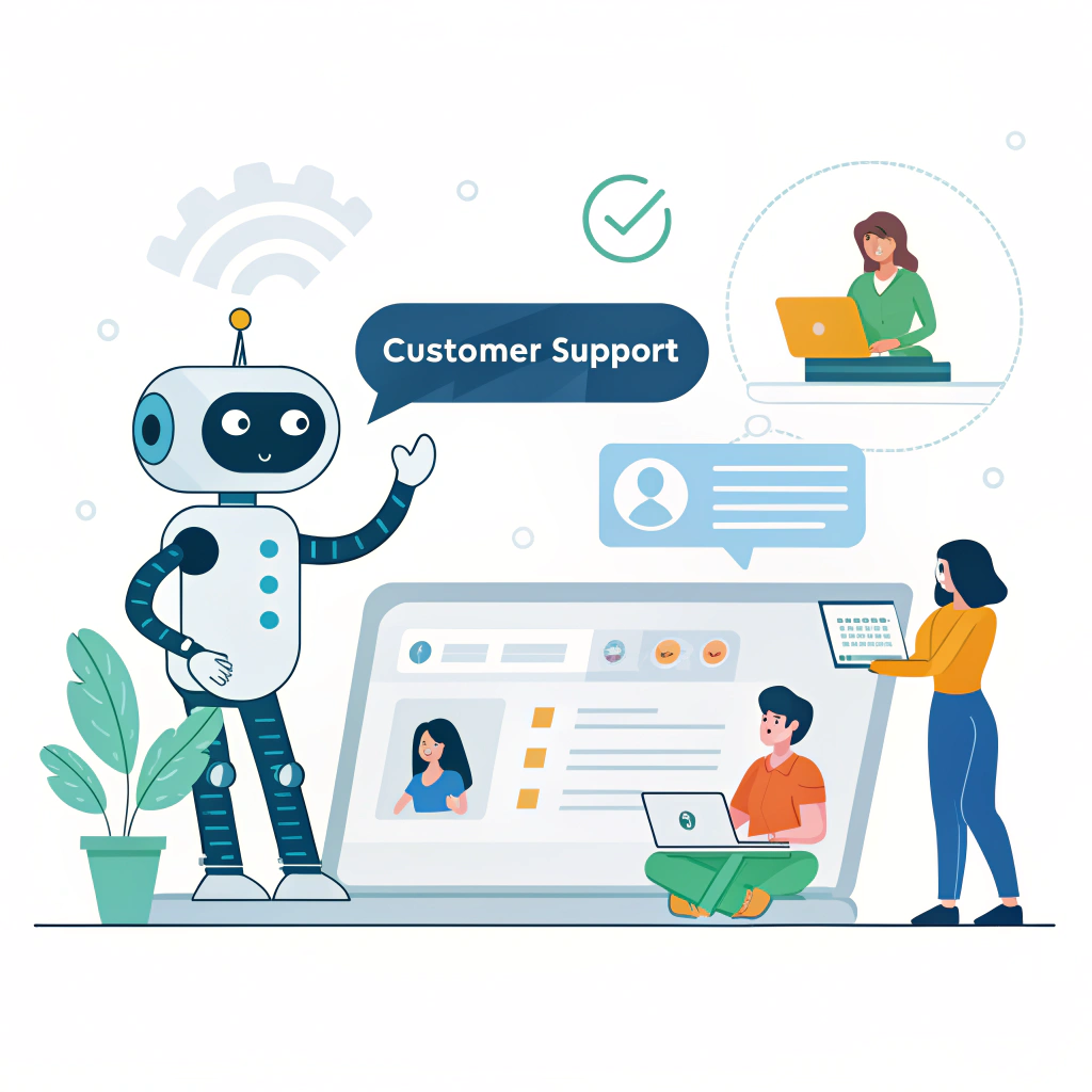 AI chatbot automating customer support tasks for small companies
