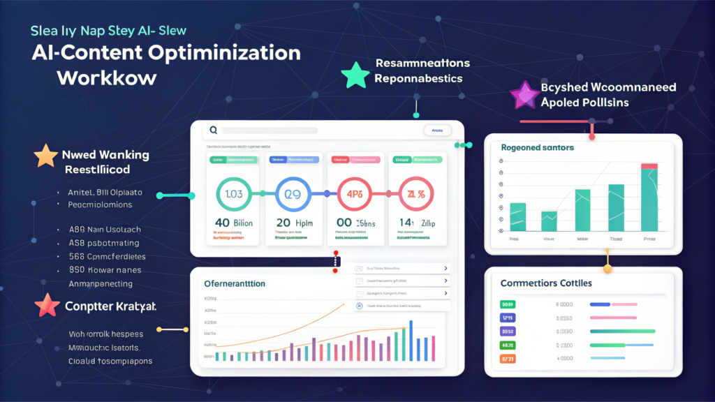 AI content optimization workflow showing keyword and competitor insights.