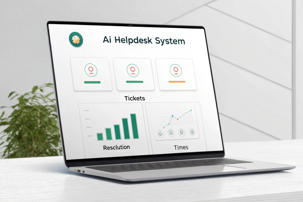 AI helpdesk software automating customer service tickets for a small business.