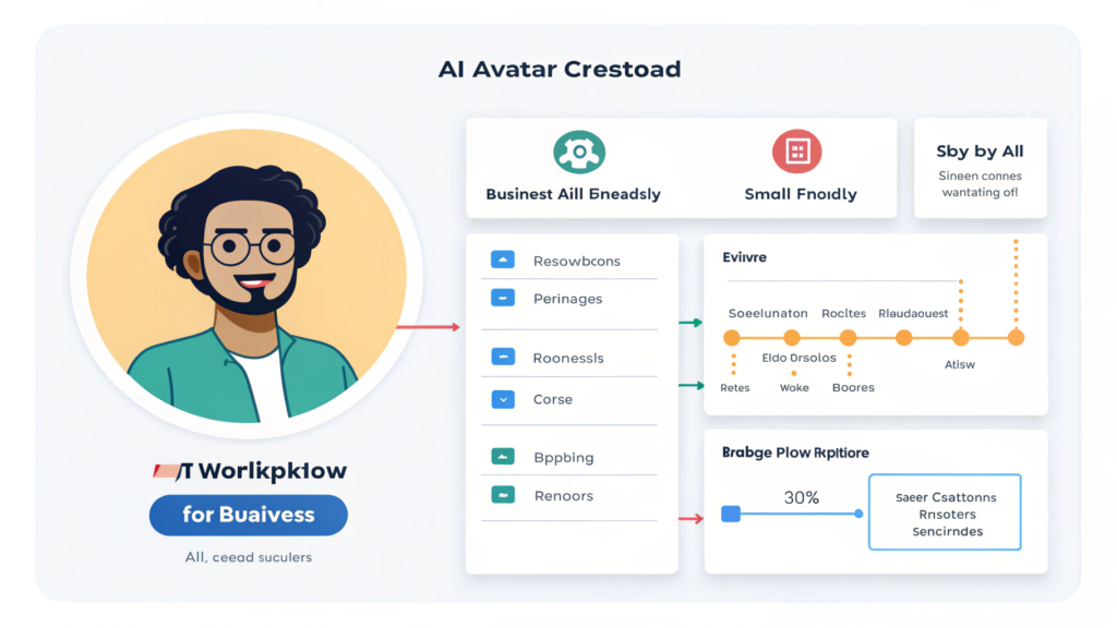 AI avatar creation steps shown in a simple dashboard for small businesses.