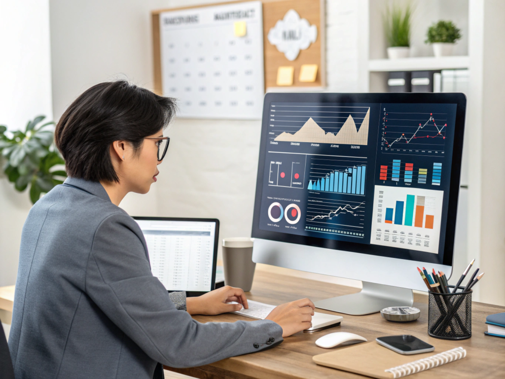 Small business using AI for business operations analytics and insights.