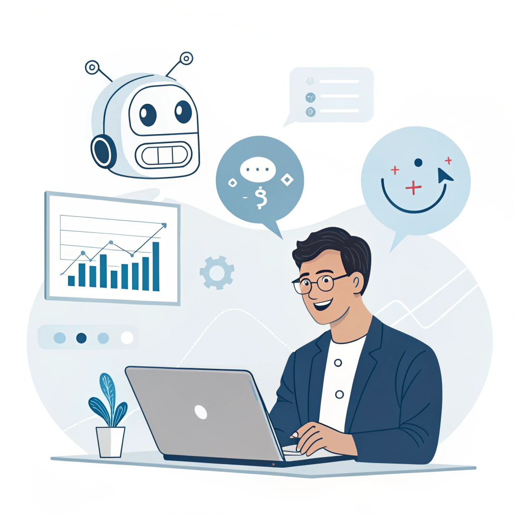 AI for business operations improving customer support and marketing with AI chatbots and automated analytics.
