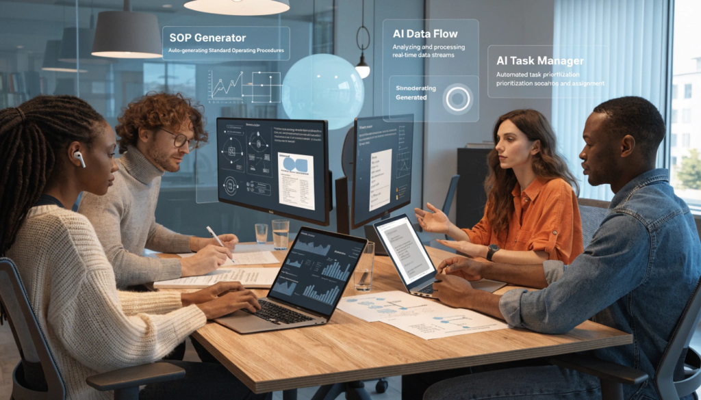 “AI software organizing business documentation and updating SOP versions automatically.”