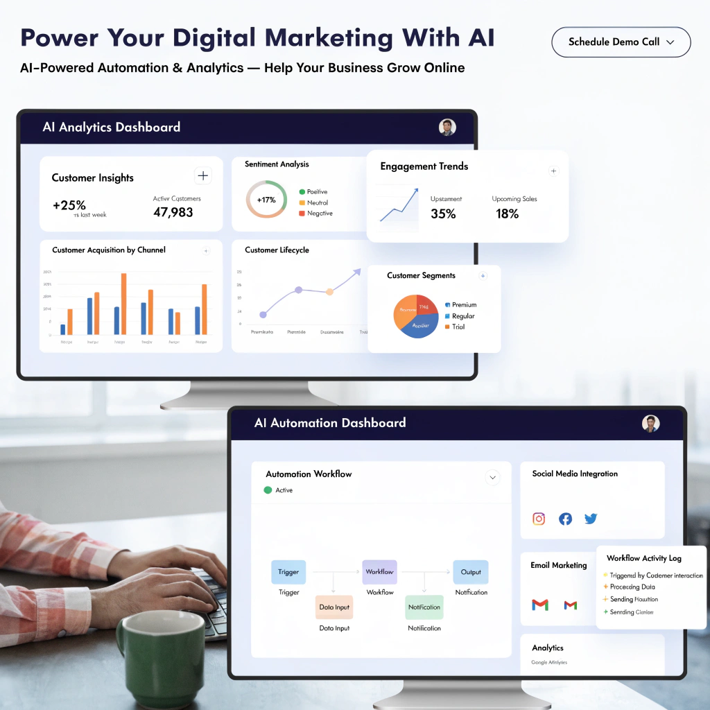 AI for business marketing automation dashboard managing campaigns and customer data